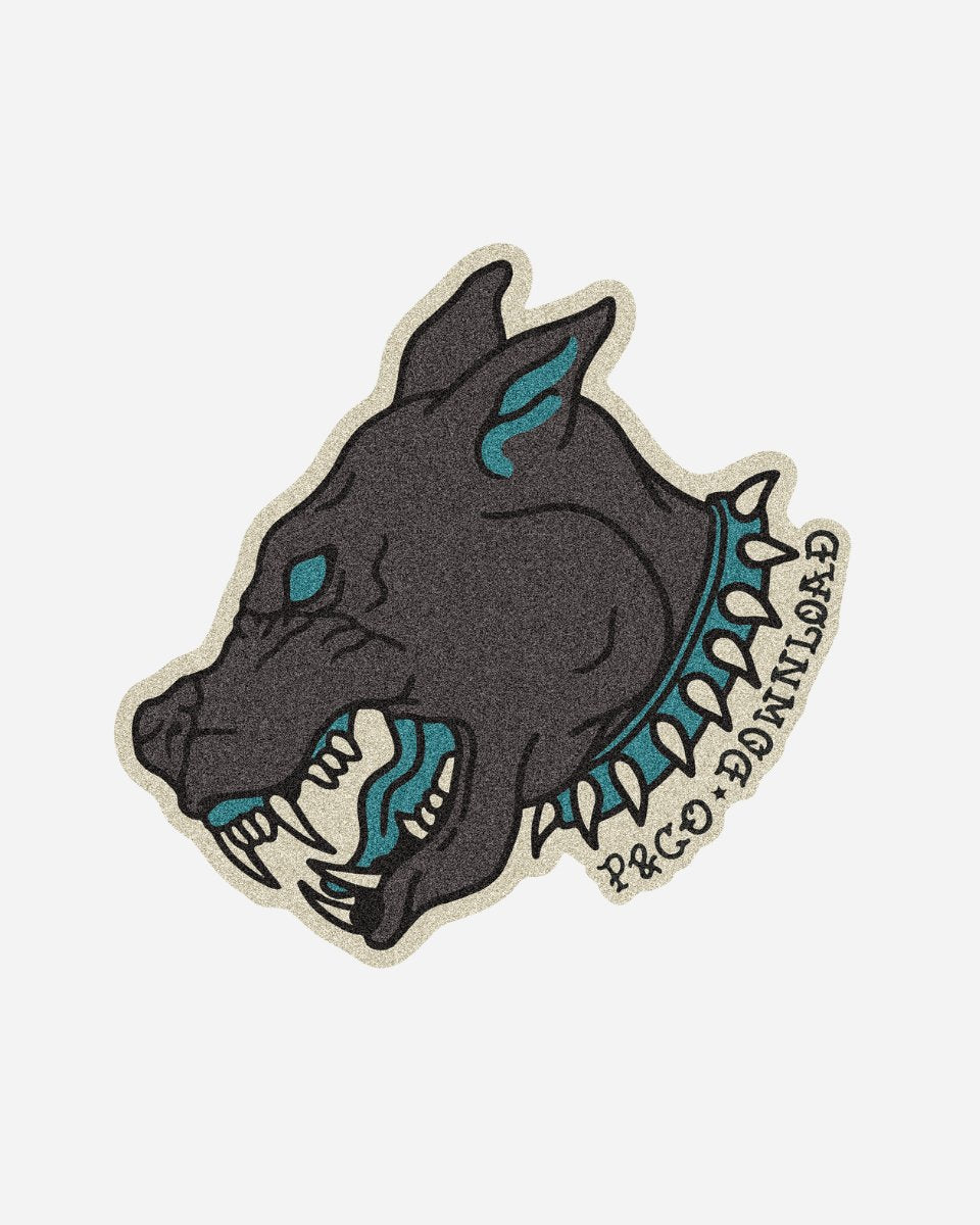 The P&Co Large Patch by 2025 features an embroidered snarling black panther’s head with blue highlights and a spiked collar, with “Paco Dowling” in a stylized font along the collar.