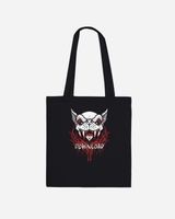 Introducing the Download Festival Shop’s “Download Vampire Black Tote Bag”—a made-to-order, 100% cotton long handle tote featuring a fierce, stylized dog face with red eyes and sharp teeth above the word “DOWNLOAD,” accented by dripping red details. This stylish and practical bag is perfect for everyday use.