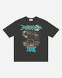 The P&Co Cerberus 2025 Event T-Shirt by 2025 is a black tee featuring a creature amid lightning, skulls, and clouds, with DOWNWARD text above and blue Roman numerals XXIII below in a dark fantasy style.