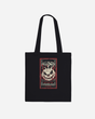 The Download Admit One Soul Black Tote Bag from Download Festival Shop is made from 100% black cotton and features a Halloween-themed graphic with a carved pumpkin, bats, and the text “Halloween” and “Download” in red and white accents on a dark background. This made-to-order tote bag has long handles for comfortable carrying.
