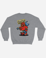Gray sweatshirt with a colorful graphic and 'Download Festival' text on the back against a white background