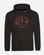 The Download Flag 2026 Line-Up Hoodie from Download Festival Shop is a black, super soft ringspun cotton hoodie with a red demonic skull, stormy clouds, and “DOWNLOAD” and “DOMINATION RISE” in metal-style font on the chest.