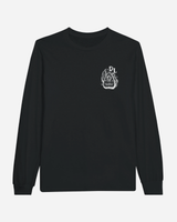 The Download Ouija Board Black Long-Sleeve T-Shirt from Download Festival Shop is a unisex, classic-fit shirt crafted from breathable material for all-day comfort and style. Featuring a white Ouija planchette graphic and “C U L8R, Paranormal Detour Club” text on the left chest, this black long-sleeve tee is perfect for any occasion.