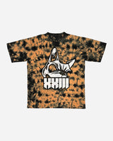 The PRE-ORDER 2026 Exclusive Tie Dye Line-Up T-Shirt from Download Festival Shop features a black and orange tie dye design with a large stylized dog face and bold white “XXIII” text on the front.