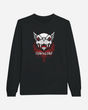 The Download Vampire Black Long-Sleeve T-Shirt from Download Festival Shop features a striking stylized dog’s head with red eyes, fangs, and blood on breathable black fabric. This unisex classic fit shirt also displays the word DOWNLOAD below in white lettering with a bold red dripping effect that evokes blood or flames.