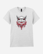 The Download Festival Shop’s Download Vampire Ash T-Shirt is a light gray heavyweight cotton tee featuring a fierce cartoon bulldog head with red eyes and dripping red accents. Designed for durable casual wear in a classic fit, this shirt showcases the word DOWNLOAD in bold, stylized white letters beneath the bulldog graphic.