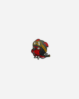 The Download 2026 Pin Badge features a cartoon red octopus with aviator goggles, a helmet, fierce expression, and spiked collar, centered on a plain white background.