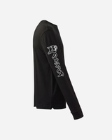 The Skate Ramp Long Sleeve by Download 2026 is a black long-sleeve shirt, shown from the side, with a white outlined hand holding a rose design and "ROMEO" written vertically on the sleeve.