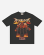 The P&Co Line Up T Shirt 2026 by 2026 features a black design with a fiery demon-like figure above a castle, bold 'Download' lettering on top, and 'XXIII' in red Roman numerals at the bottom.