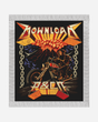 The P&Co Tapestry by Download 2026 showcases a bold skeleton on a motorcycle, with chains and a fiery volcanic backdrop. “DOWNLOAD” and “P&C” stand out in stylized letters, while the gray-fringed border completes the look.