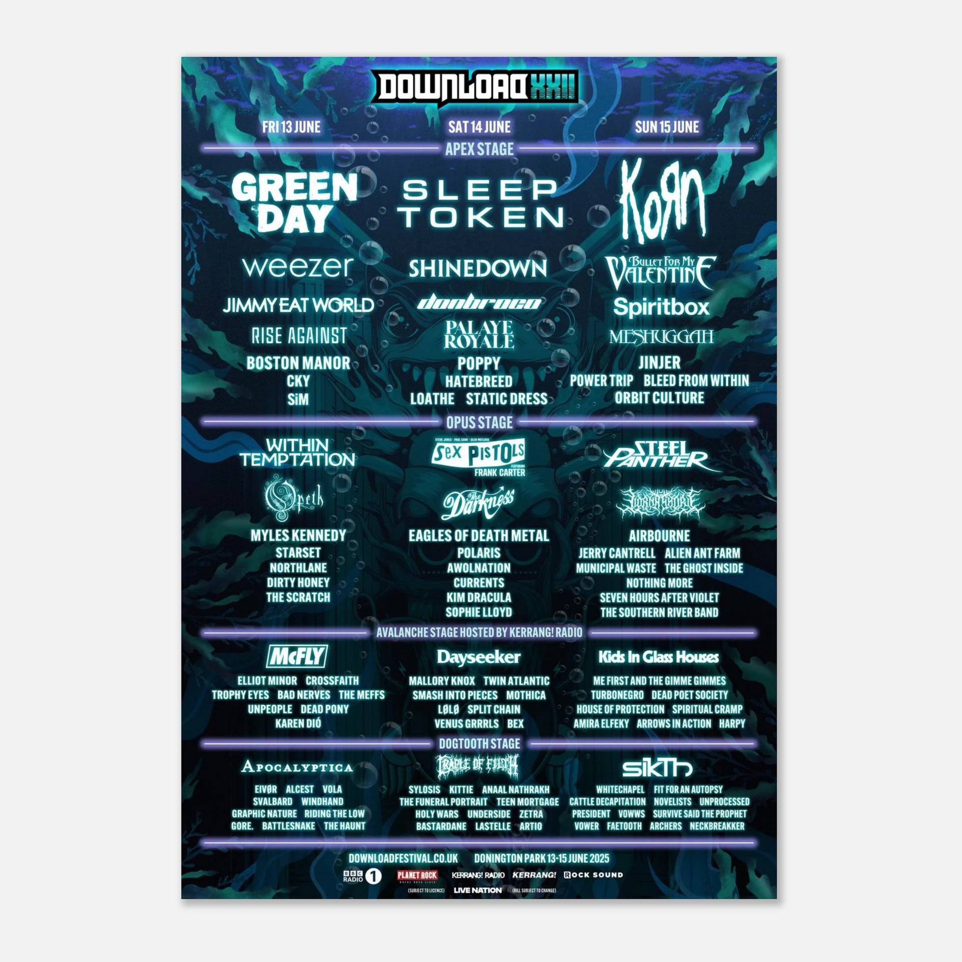 Download 2025 Line Up Poster A2 – Download Festival Shop
