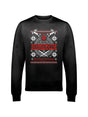 Download Festival’s Rocking Christmas Sweater is a black crew neck sweatshirt with a festive rock design—white snowflakes, red horns, and bold “DOWNLOAD” lettering, plus “Rocking Christmas Sweater” in red text on the front.